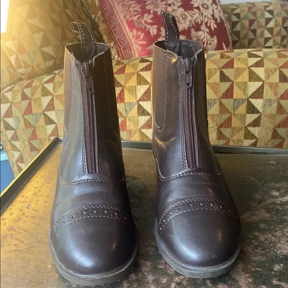 Riding Sport Dover Saddlery Kids Brown Provenance Leather Zip Paddock Boots 5 - Picture 5 of 13